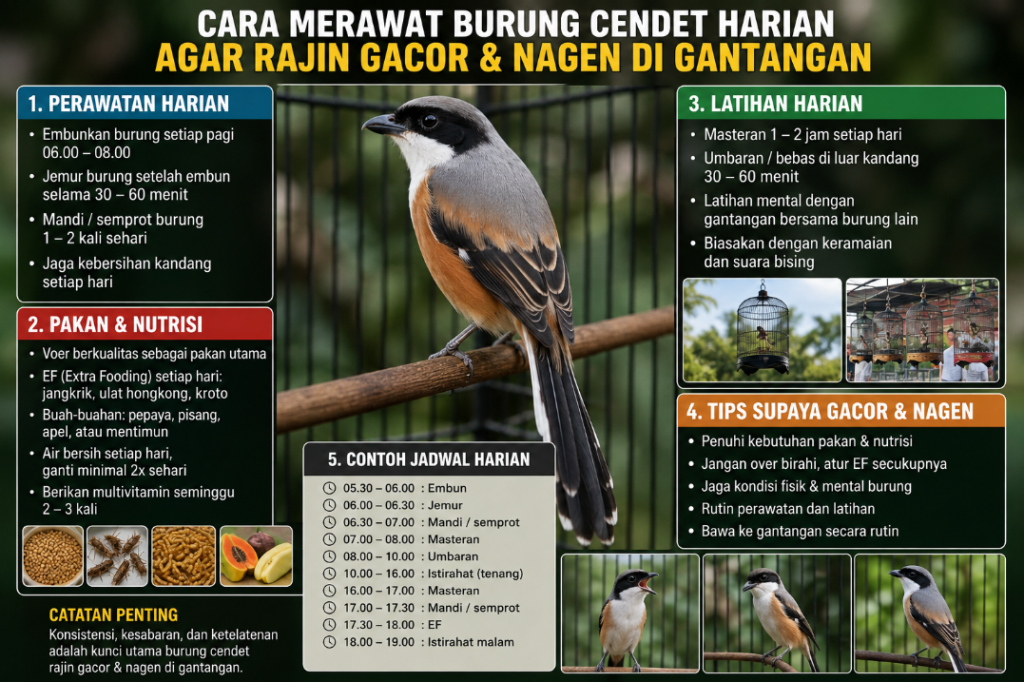 Cara Merawat Burung Cendet Harian Agar Rajin Gacor Nagen Di Gantangan 1024x682