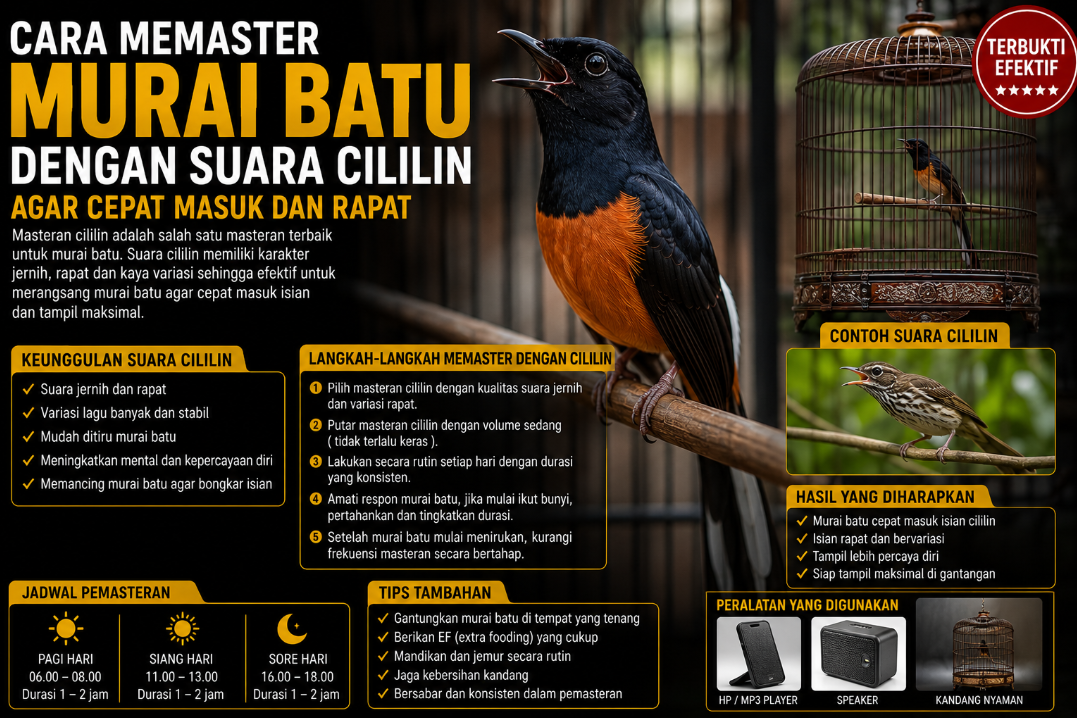 Cara Memaster Murai Batu dengan Suara Cililin Agar Cepat Masuk dan Rapat Cara Memaster Murai Batu Dengan Suara Cililin Agar Cepat Masuk Dan Rapat