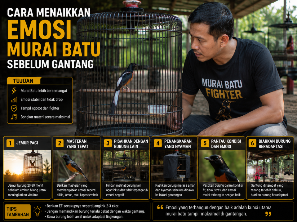 Cara Menaikkan Emosi Murai Batu Sebelum Gantang