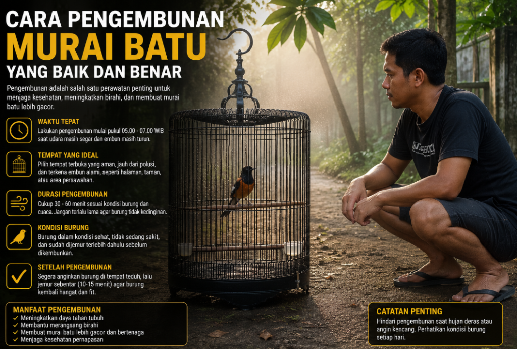 Cara Pengembunan Murai Batu yang Baik dan Benar: Rahasia Paru-Paru Sehat dan Suara Nyaring Cara Pengembunan Murai Batu yang Baik dan Benar: Rahasia Paru-Paru Sehat dan Suara Nyaring