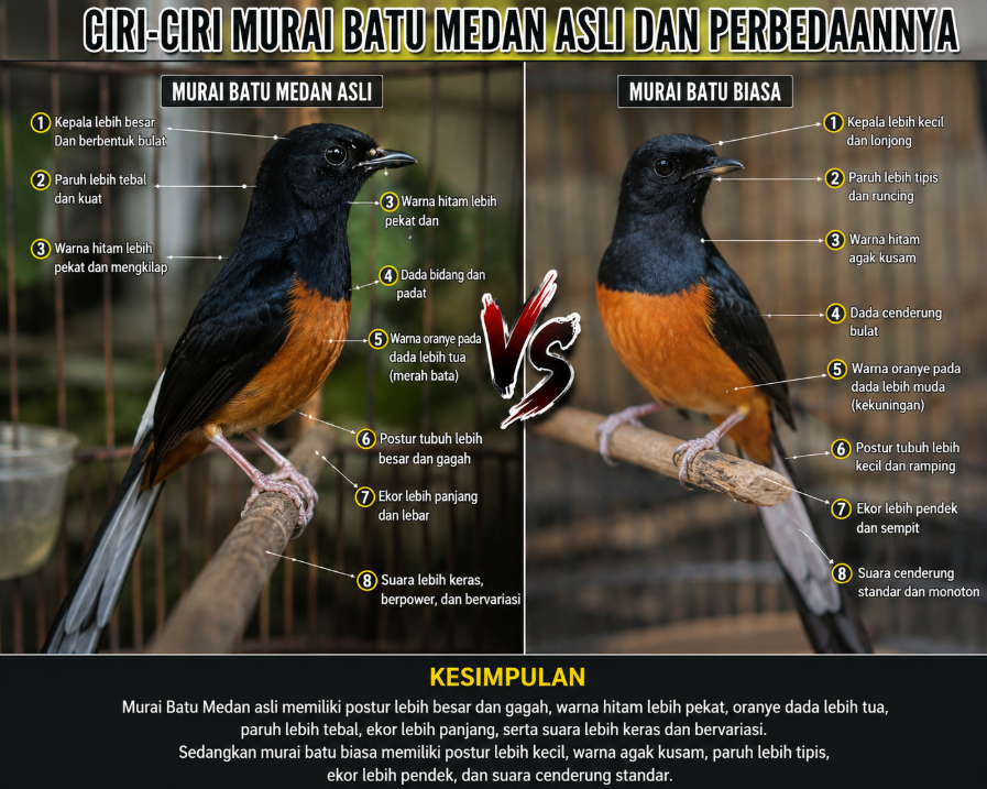 Ciri-Ciri Murai Batu Medan Asli dan Perbedaannya: Panduan Mengenali Sang Raja Gantangan Ciri-Ciri Murai Batu Medan Asli dan Perbedaannya: Panduan Mengenali Sang Raja Gantangan