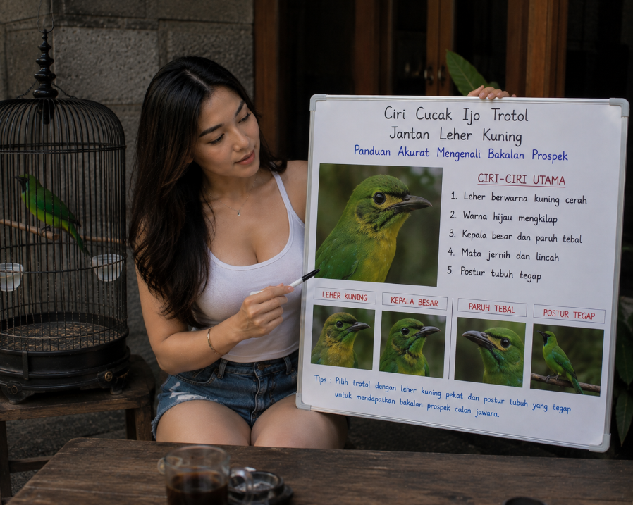 Ciri Cucak Ijo Trotol Jantan Leher Kuning