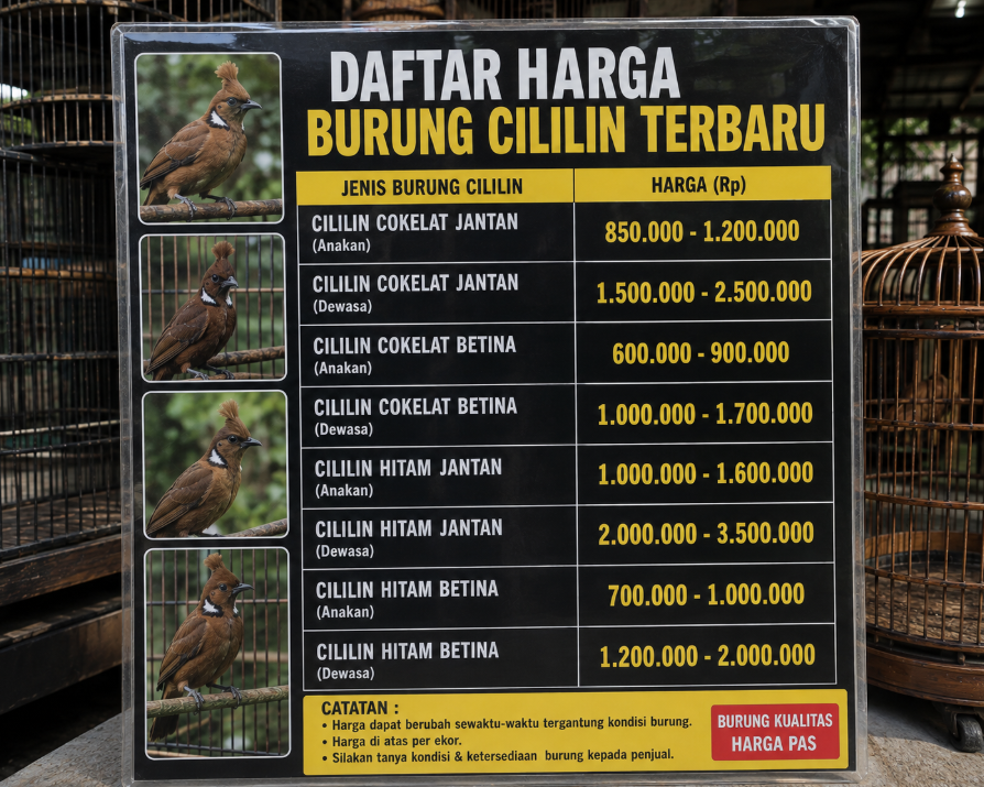 daftar harga burung cililin terbaru daftar harga burung cililin terbaru