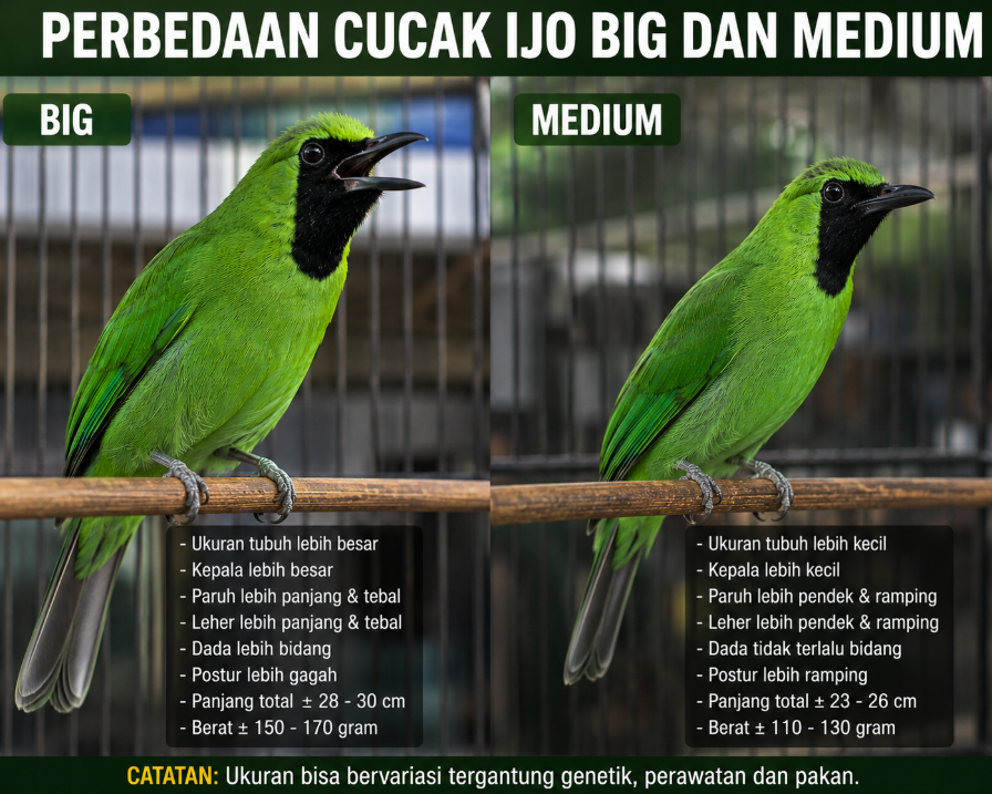 Perbedaan Cucak Ijo Big Dan Medium